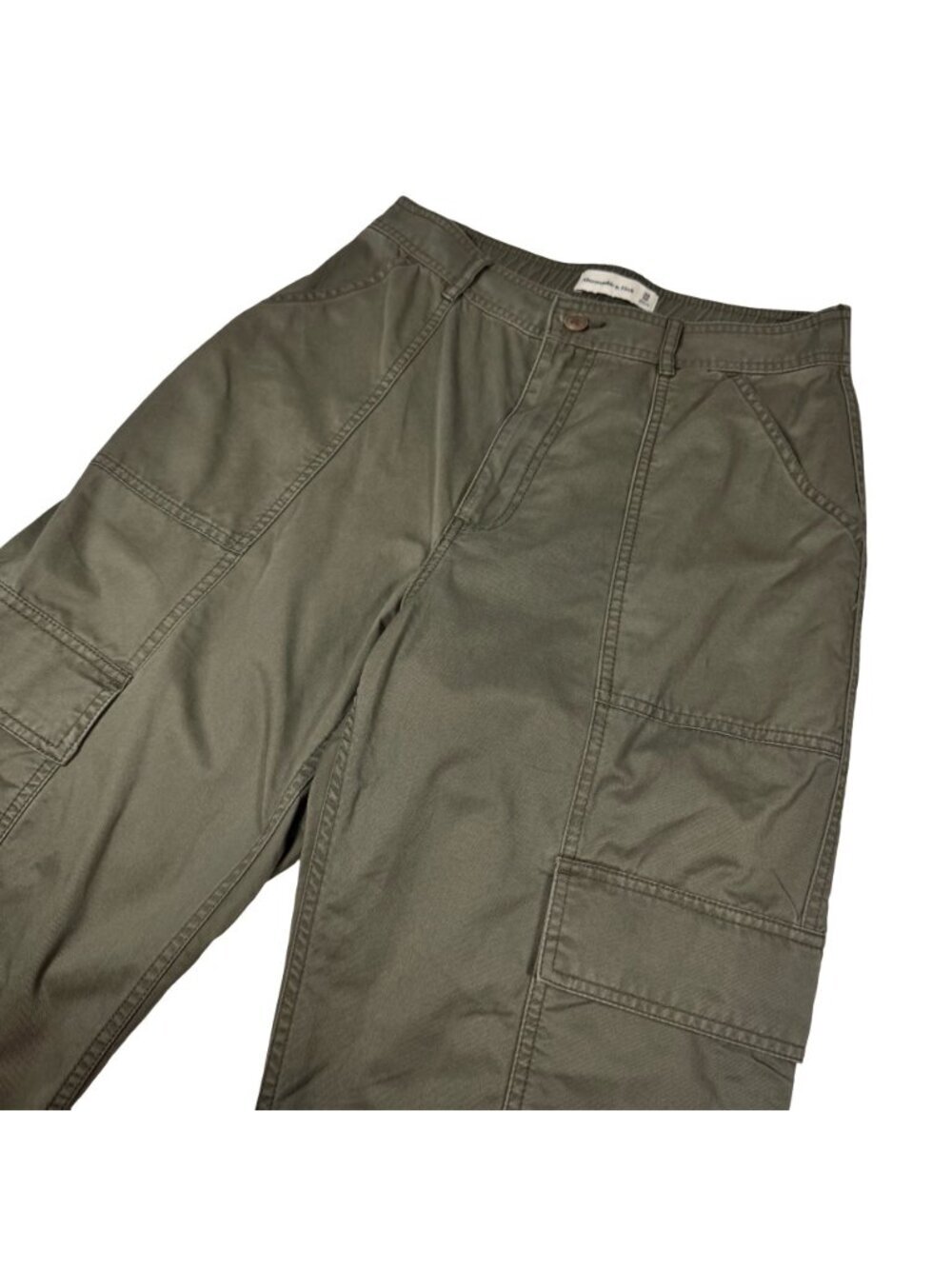 Abercrombie Fitch Womens Cargo Pants Sz 10 Olive High Rise Relaxed - Picture 4 of 15